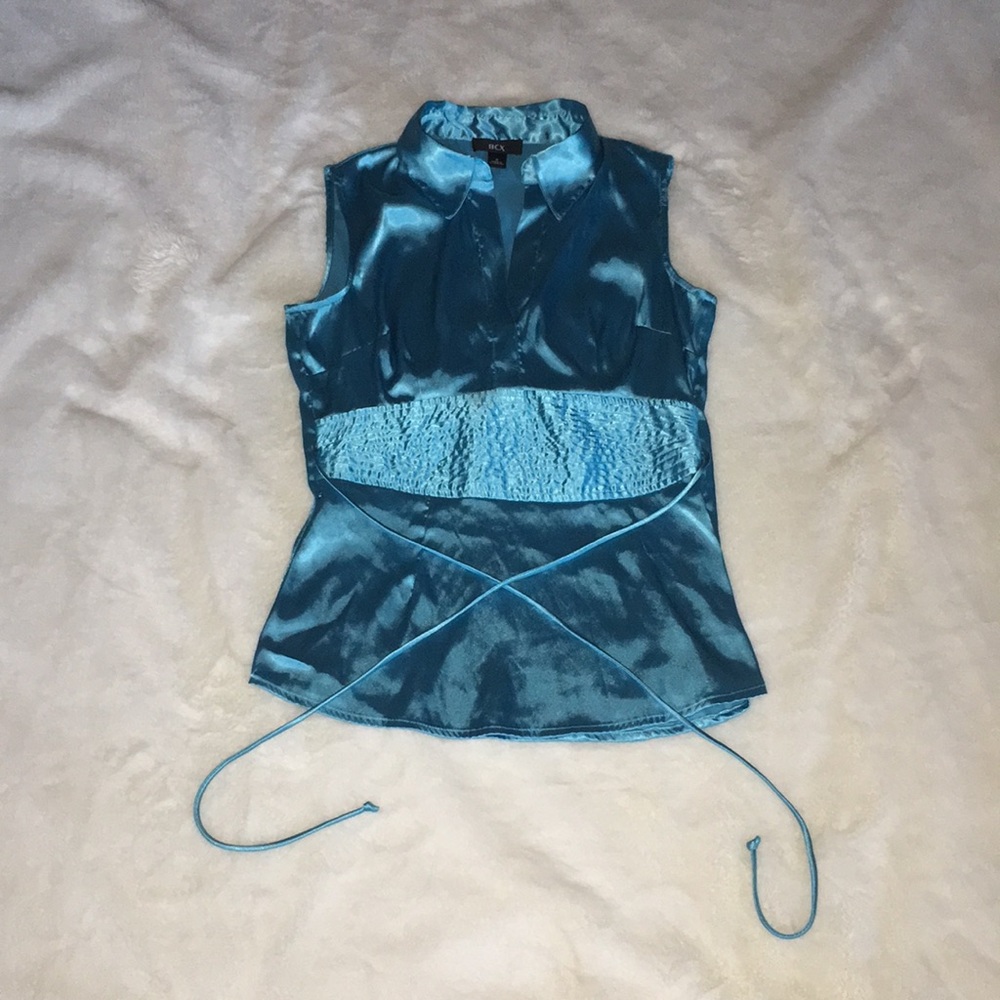 BCX Sleeveless Aqua Shirt Size Small